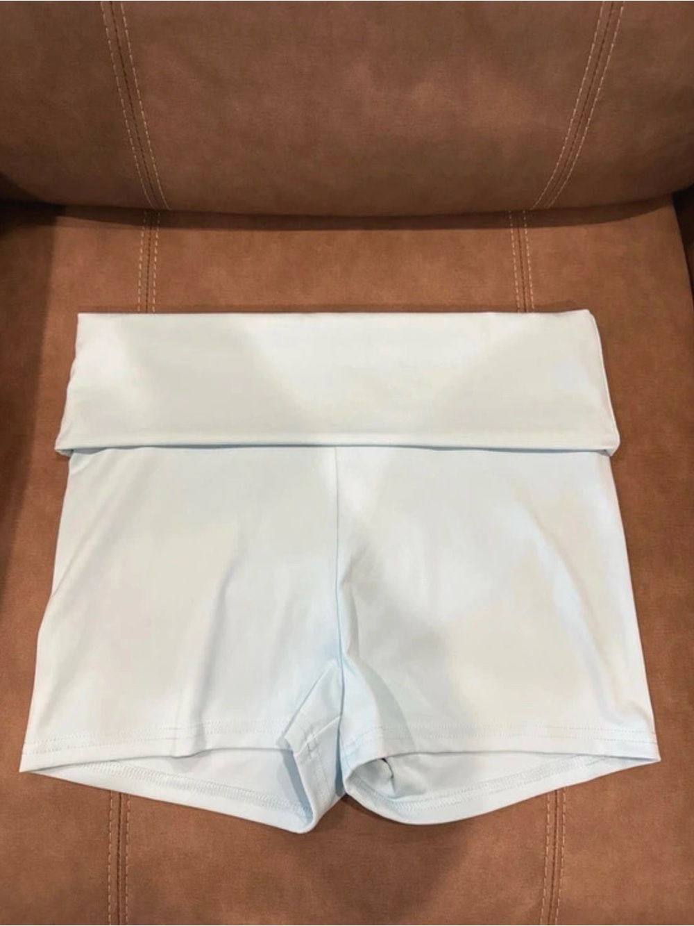 No Boundaries Light Blue Fold-Over Waist Bike Shorts